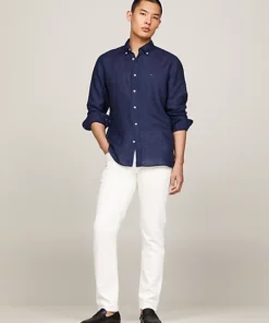Tommy Hilfiger Pigment Dyed Solid Linen Shirt Carbon Navy
