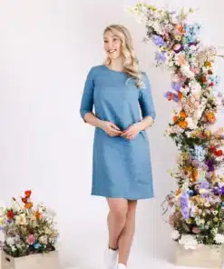 Nakoa Classic Linen Dress Bluestone
