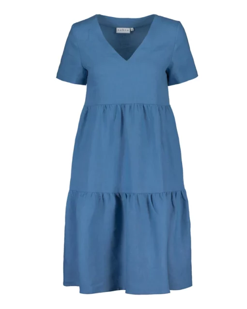 Nakoa Layered Linen Dress Bluestone