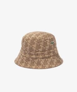 Lacoste Reversible Signature Monogram Bucket Hat Beige/Brown