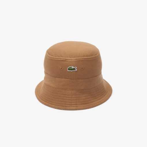 Lacoste Reversible Signature Monogram Bucket Hat Beige/Brown