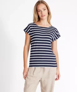 Holebrook Asta Capsleeve Top Navy/White