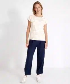 Holebrook Asta Capsleeve Top Sandshell/White