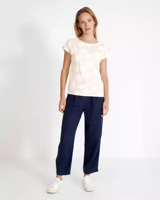 Holebrook Asta Capsleeve Top Sandshell/White