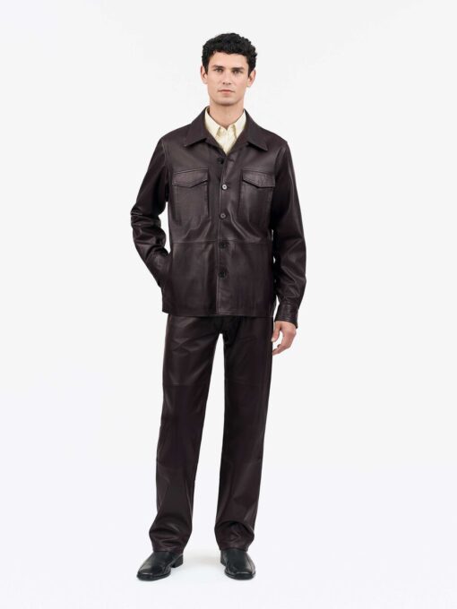 Tiger of Sweden Leson Leather Jacket Aubergine