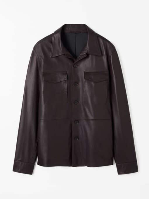 Tiger of Sweden Leson Leather Jacket Aubergine