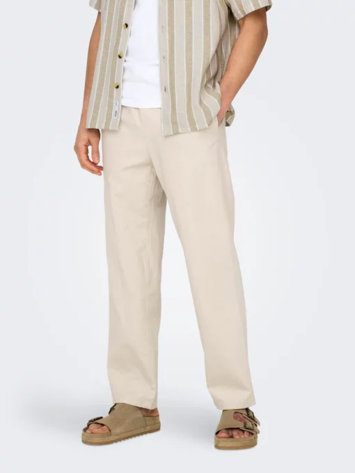 Only & Sons Sinus Loose Fit Linen Pants Silver Lining