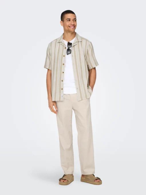 Only & Sons Sinus Loose Fit Linen Pants Silver Lining