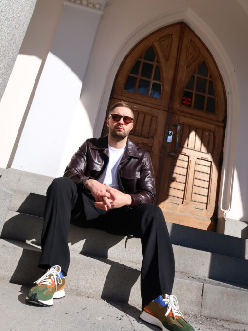 Tiger of Sweden Leson Leather Jacket Aubergine