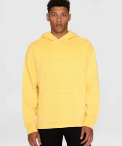 Knowledge Cotton Apparel Loose Fit Hood Misted Yellow