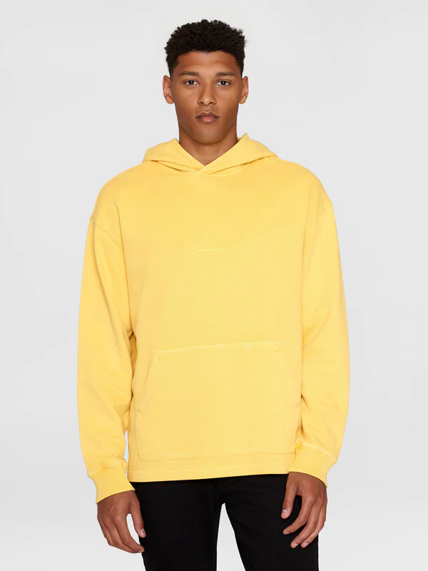 Knowledge Cotton Apparel Loose Fit Hood Misted Yellow