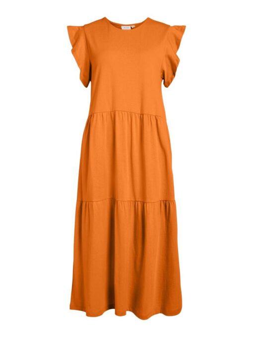 Vila Summer Midi Dress Sun Orange