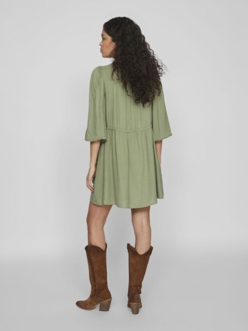 Vila Pricil Linen Blend Dress Oil Green
