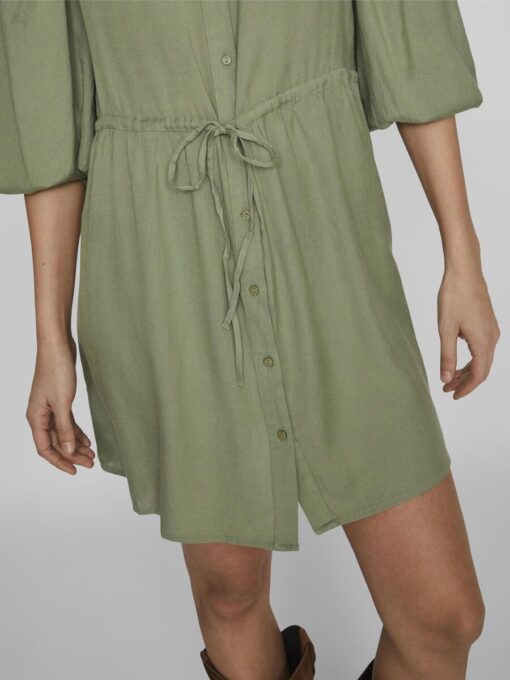 Vila Pricil Linen Blend Dress Oil Green