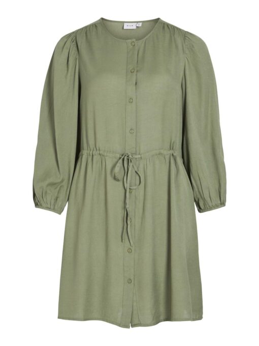 Vila Pricil Linen Blend Dress Oil Green