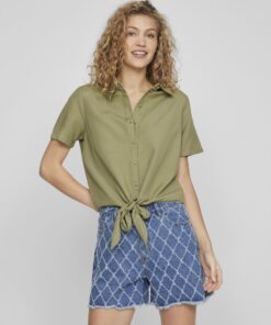 Vila Prisilla Knot Shirt Oil Green