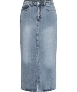 Vila Pia Denim Midi Skirt Light Blue Denim