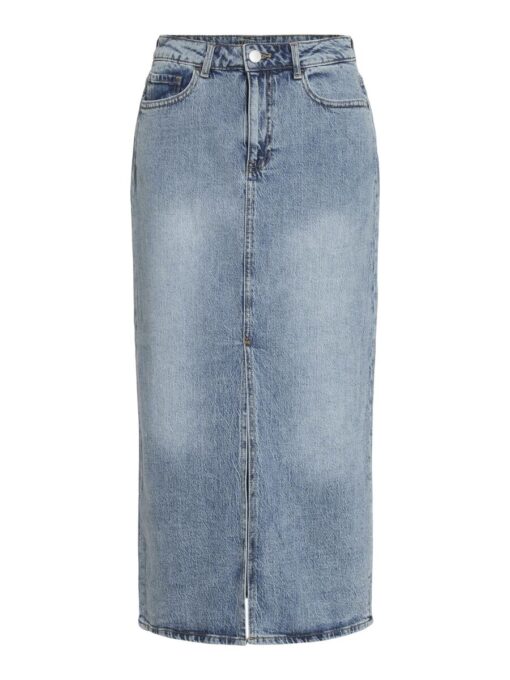 Vila Pia Denim Midi Skirt Light Blue Denim