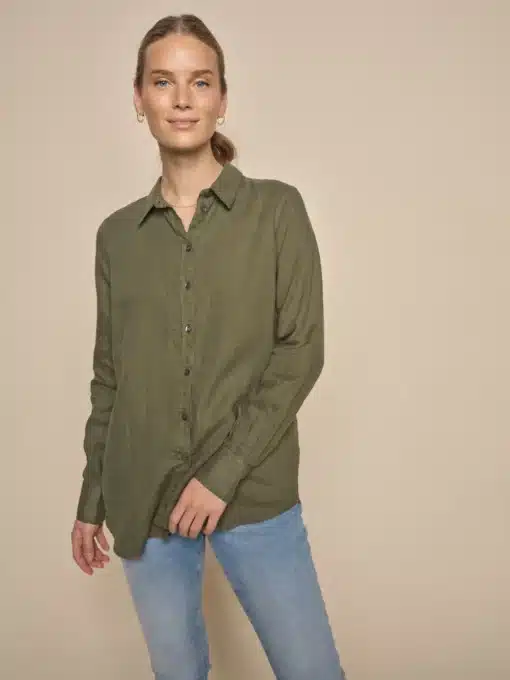 Mos Mosh Karli Linen Shirt Dusty Olive