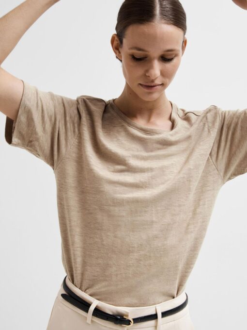 Selected Femme Vilja Linen Tee Humus