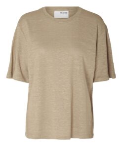 Selected Femme Vilja Linen Tee Humus