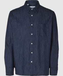 Selected Homme Reg-Tom Denim Shirt Dark Blue Denim