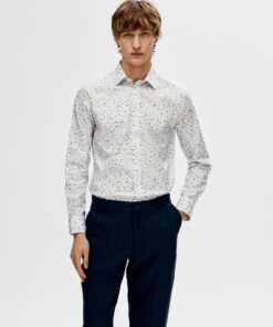 Selected Homme Slimsoho-Ethan AOP Shirt Bright White
