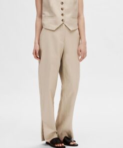 Selected Femme Sine-Eliana Linen Straight Pant Humus