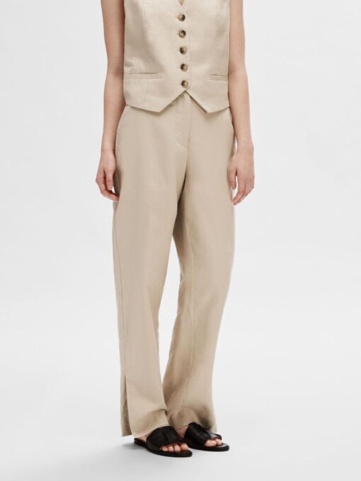 Selected Femme Sine-Eliana Linen Straight Pant Humus