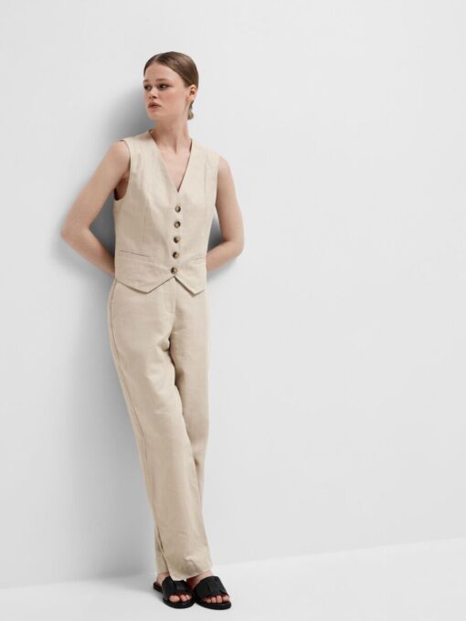 Selected Femme Sine-Eliana Linen Straight Pant Humus