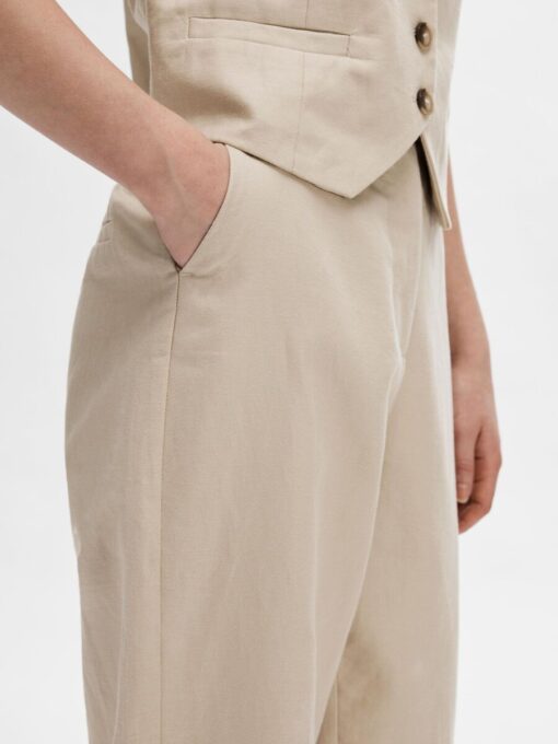 Selected Femme Sine-Eliana Linen Straight Pant Humus
