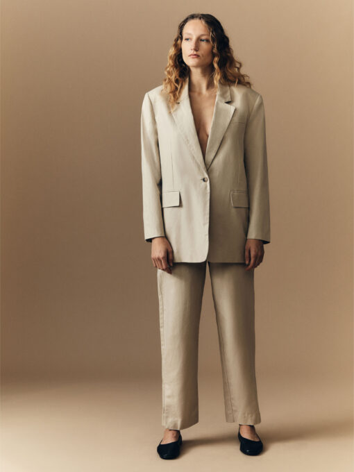 Selected Femme Sine Fitted Linen Blazer Humus