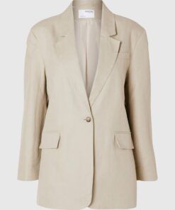 Selected Femme Sine Fitted Linen Blazer Humus