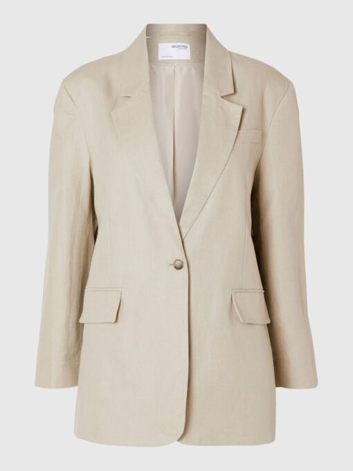 Selected Femme Sine Fitted Linen Blazer Humus