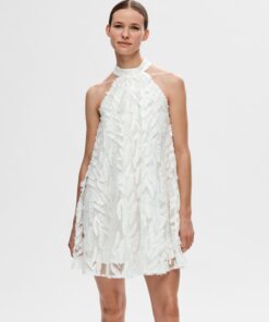 Selected Femme Florita Halterneck Dress White