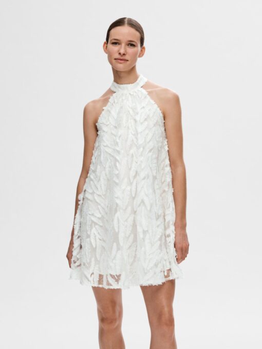 Selected Femme Florita Halterneck Dress White