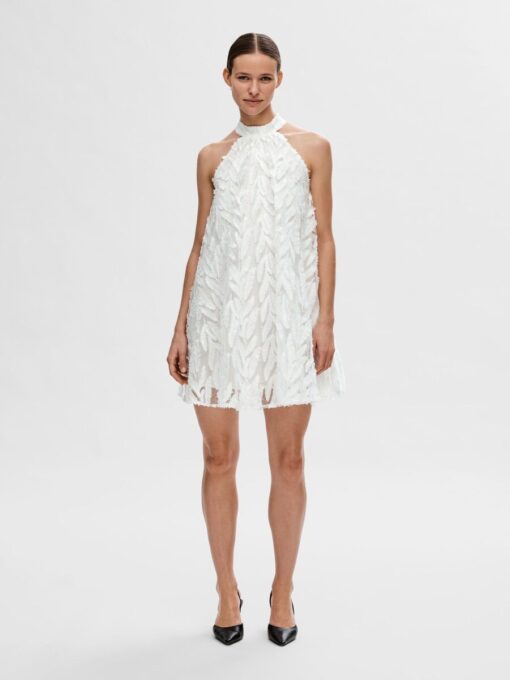 Selected Femme Florita Halterneck Dress White