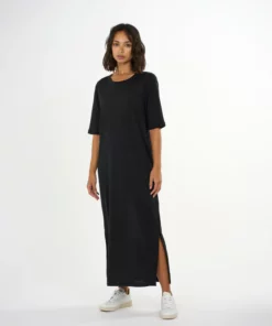 Knowledge Cotton Apparel Linen T-shirt Dress Black Jet