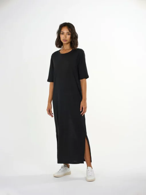 Knowledge Cotton Apparel Linen T-shirt Dress Black Jet