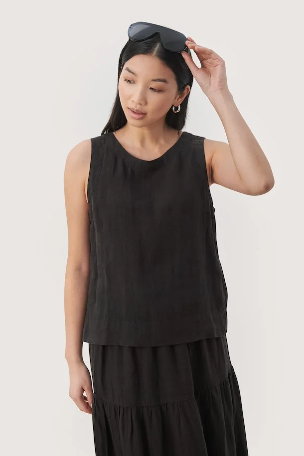 Part Two Gerlinde Linen Top Black