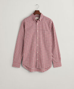 Gant Regular Fit Micro Checked Poplin Shirt Ruby Red