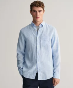 Gant Regular Linen Shirt Capri Blue