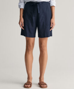 Gant Woman Relaxed Fit Tie Waist Shorts Evening Blue