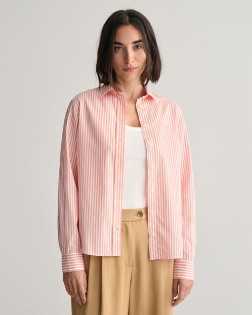 Gant Woman Poplin Striped Shirt Peachy Pink