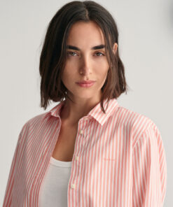 Gant Woman Poplin Striped Shirt Peachy Pink