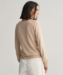 Gant Woman Fine Knit C-Neck Sweater Dry Sand