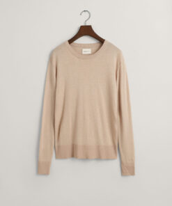 Gant Woman Fine Knit C-Neck Sweater Dry Sand