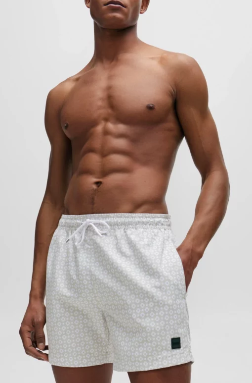 Boss Vibe Micro-print Swim Shorts White