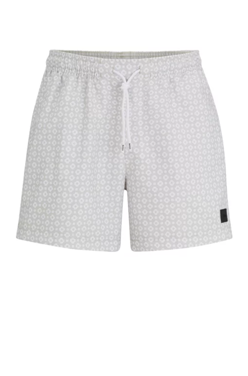Boss Vibe Micro-print Swim Shorts White