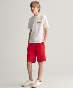 Gant Teens Shield Sweat Shorts Bright Red